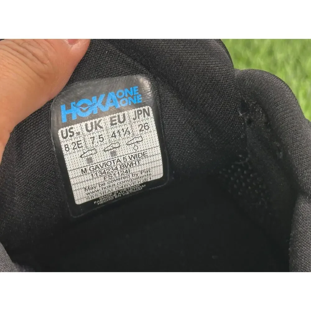 Hoka One One Gaviota 5 1134234-BWHT Athletic Sneaker Mens 8 Black Jacquard Gym